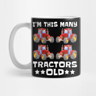 Im This Many Tractors Old 4 Years Fourth Birthday Boys Mug